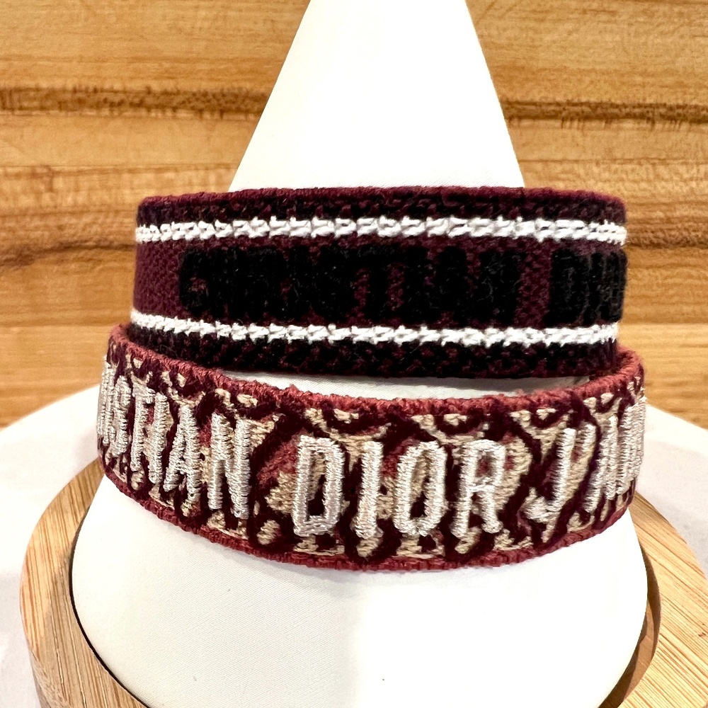 DIOR J'ADIOR Burgundy Friendship Bracelets Pair